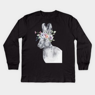 Floral Wild Rabbit Bunny Cottontail Spirit Wildlife Rescue Kids Long Sleeve T-Shirt